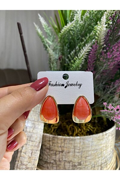 ŞİMŞEK KIRTASİYE BİJUTERİ أقراط نسائية ملونة على شكل قطرة بحافة ذهبية، تصميم ...