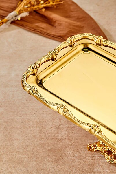 Milenay Elegance Plus Series Footed Promise Engagement Presentation Tray, Gold Tray Gold Accessory