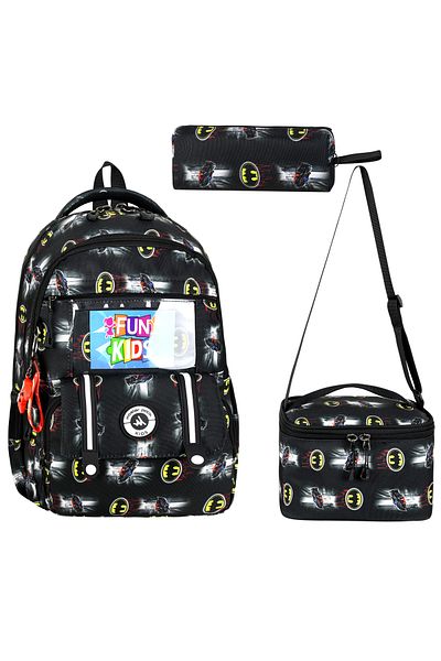 MASTER PACK Patterned 3-Piece Orthopedic School Bag Set School Bag Thermal Lunch Bag Pen Holder