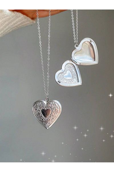 LAİKA Steel Clamshell Heart Necklace Silver Color 45 cm