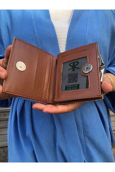 H&D COLLECTİON Very Stylish Lock Detailed Small Size Wallet with Coin Compartment 8056