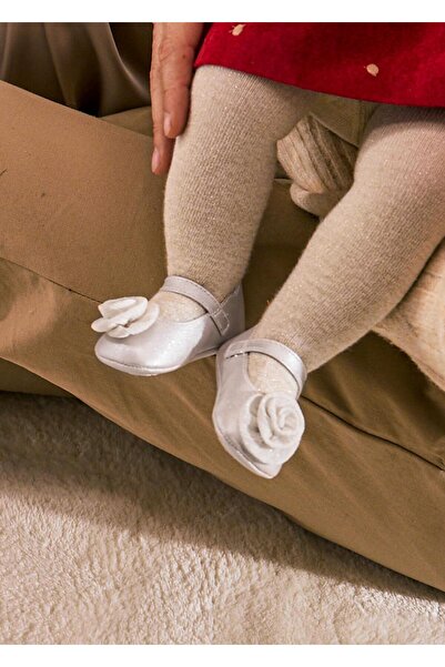 MAYORAL Newborn Kız Bebek Çiçekli Patik Ayakkabı Bej