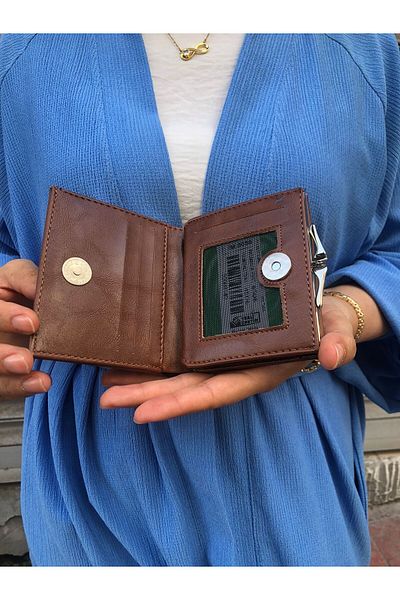 H&D COLLECTİON Very Stylish Lock Detailed Small Size Wallet with Coin Compartment 8056
