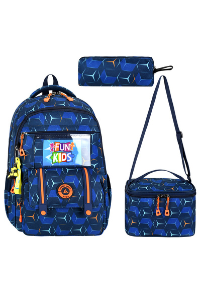 MASTER PACK Patterned 3-Piece Orthopedic School Bag Set School Bag Thermal Lunch Bag Pen Holder