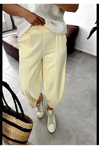 Butikalaçatı Original Gabardine Fabric Women's Baggy Trousers