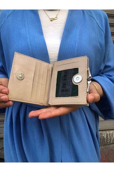 H&D COLLECTİON Very Stylish Lock Detailed Small Size Wallet with Coin Compartment 8056
