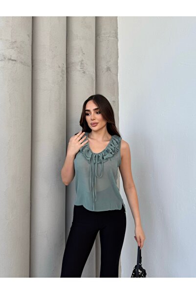 NEW STATION Modelul 795 bluză transparentă din șifon