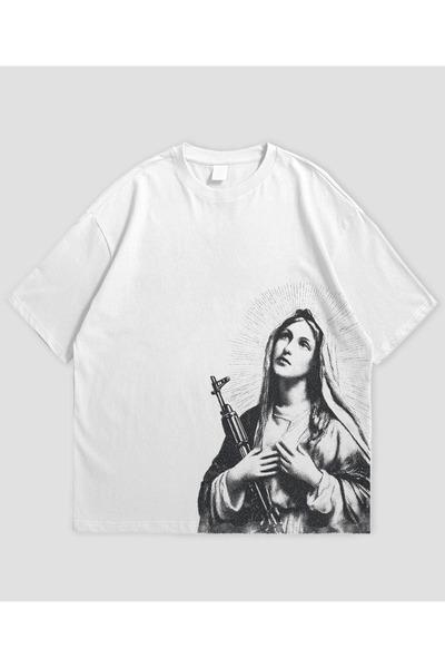 SVART WEAR Унисекс тениска с оръжие „Монахинята с пистолет“