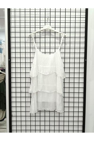 Butik Şans Italian Silk Blouse with Hanging Layered Cut Detail