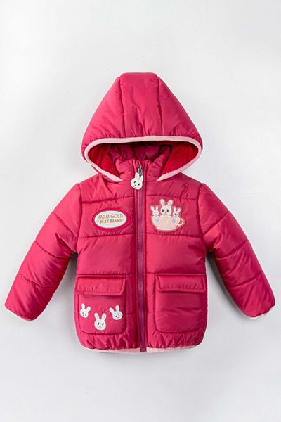Ofislot Rabbit Inflatable Plush Fur Inside Thick Snow Hooded Winter Girl Baby Coats with Zipper Pocket Children's Coat