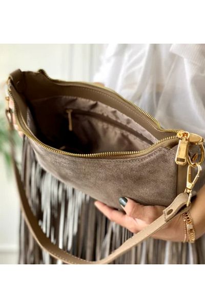çkn sedat çakan çanta & fular & aksesuar Western Genuine Suede Leather Women's Shoulder Bag with Tassel Detail