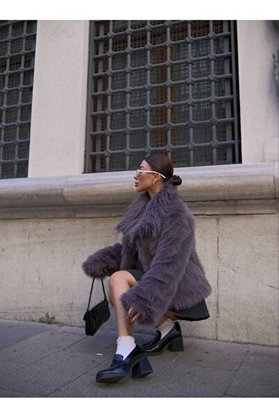 hibiscus Shabby Beard Soft Textured Collar Pocket Faux Fur - Smoked