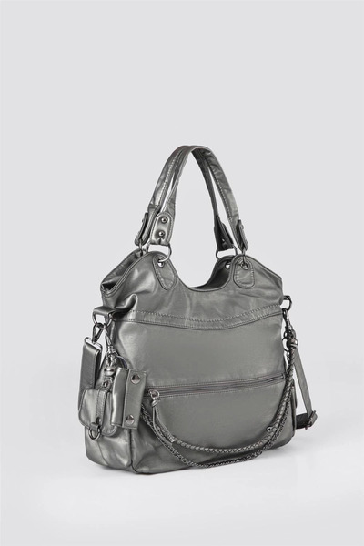 Ovebu Silla gri leather shoulder bag