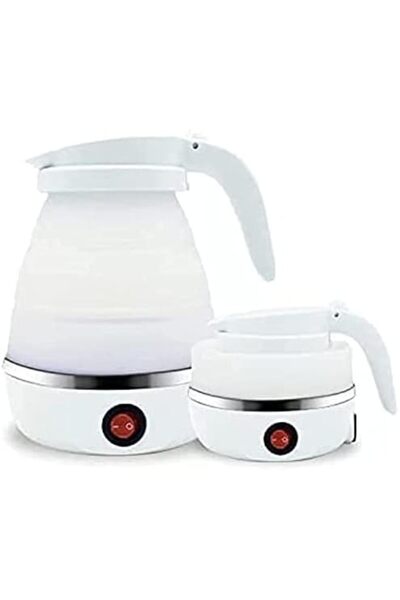 Twinkle Mart Silicone Collapsible Travel Water Boiler - Small Portable Electric Kettle (White)