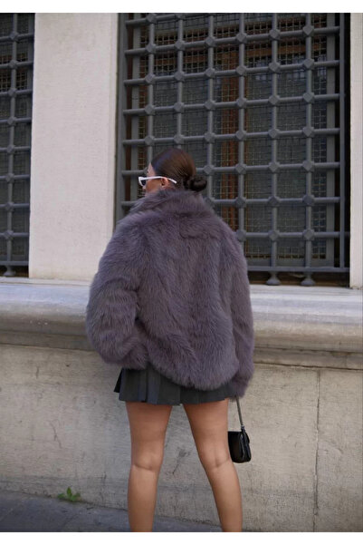 hibiscus Shabby Beard Soft Textured Collar Pocket Faux Fur - Smoked