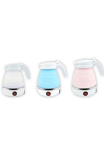 Twinkle Mart Silicone Mini Collapsible Foldable Portable Electric Kettle - Travel Water Heater Jug (Blue)