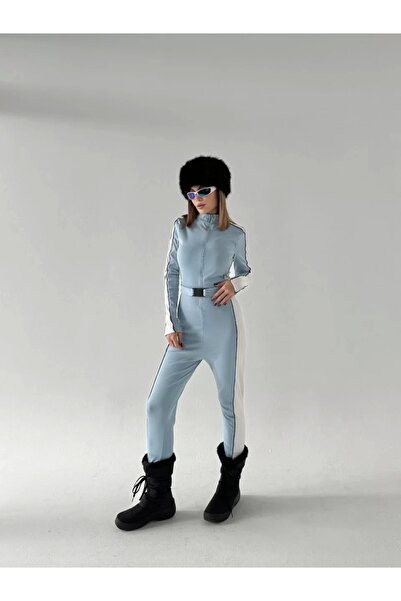 hibiscus Zippered jumpsuit with belt detail - baby blue