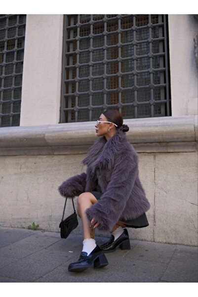 hibiscus Shabby Beard Soft Textured Collar Pocket Faux Fur - Smoked