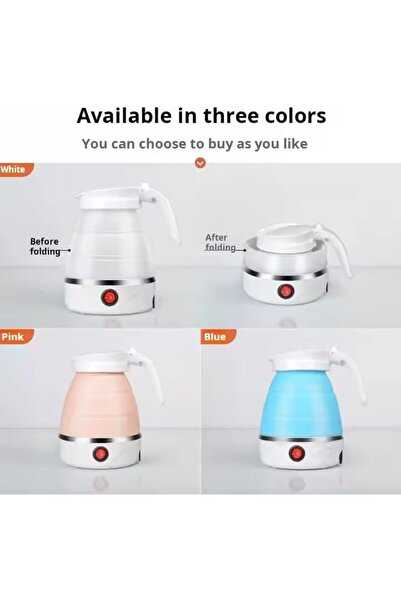 Twinkle Mart Foldable Electric Travel Kettle – 600ml Compact Silicone Body, Quick Boil, Auto Shut-Off, Portable