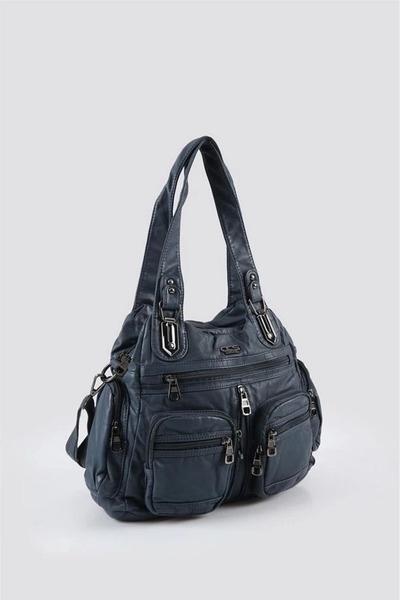 Ovebu Diwer blue leather shoulder bag