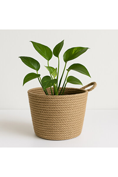 ÖRGÜM سلة زهور من الجوت للديكور مقاس 15 × 15 سم، لا تشمل النبات