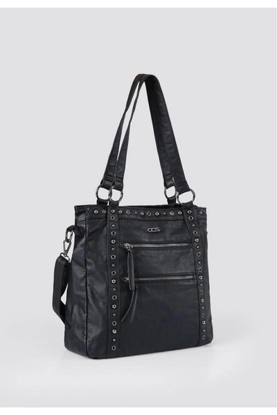 KAZAX Çetya black leather shoulder bag