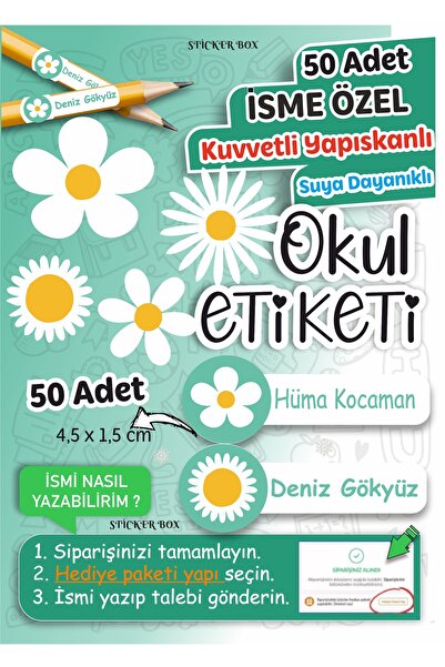 Think And Print Okul Etiketi Kalem Defter Etiketi Özel Isim Yazılabilen Etike...