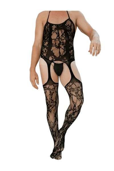 LOVENTA Body negru pentru bărbați cu design atractiv, mărime universală