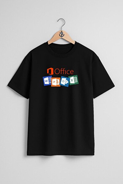 Bahriyeli Collection Tricou unisex cu design pentru piept supradimensionat Microsoft Office 365 Microsoft Excel