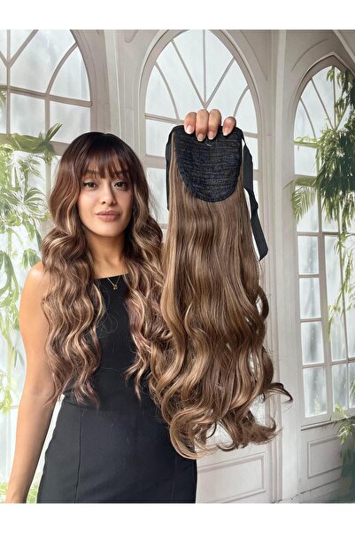 Suzan Peruk Bağcıklı At Kuyruğu Gerçek Saç Dokulu- Yandan dolamalı Takması çok kolay