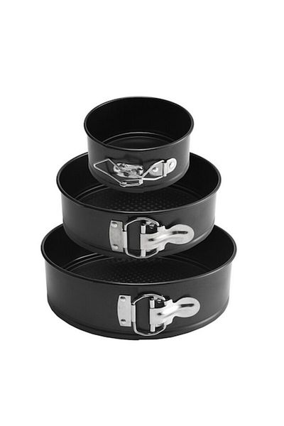 OEM Set trei forme de tort cu baza detasabila, negru