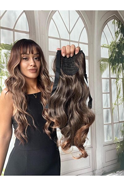 Suzan Peruk Bağcıklı At Kuyruğu Gerçek Saç Dokulu- Yandan dolamalı Takması çok kolay