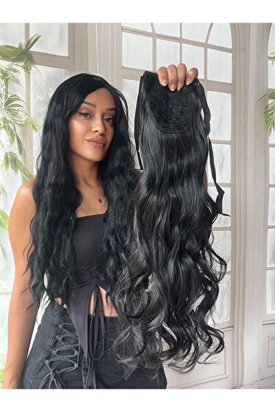 Suzan Peruk Bağcıklı At Kuyruğu Gerçek Saç Dokulu- Yandan dolamalı Takması ço...