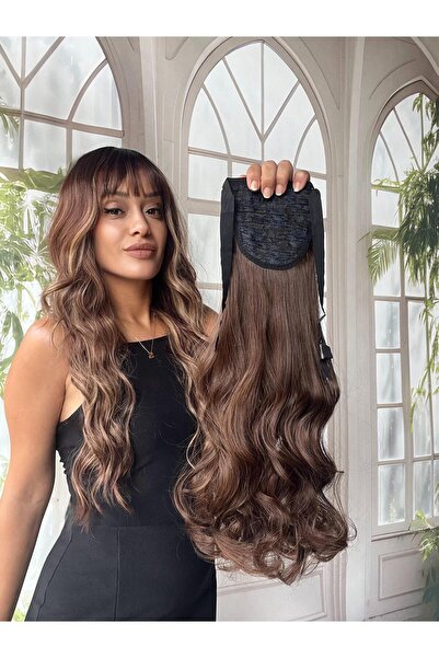 Suzan Peruk Bağcıklı At Kuyruğu Gerçek Saç Dokulu- Yandan dolamalı Takması ço...