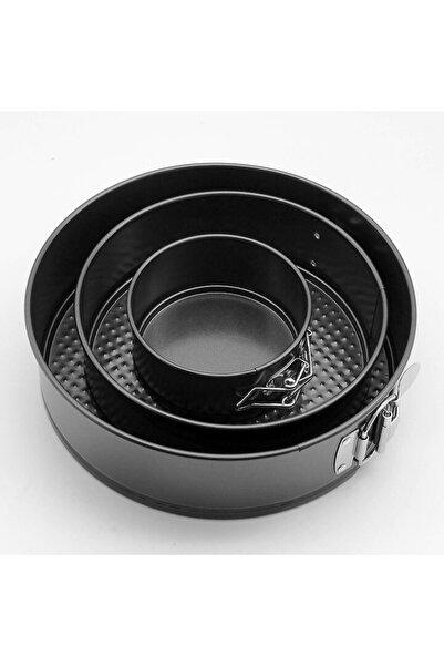 OEM Set trei forme de tort cu baza detasabila, negru