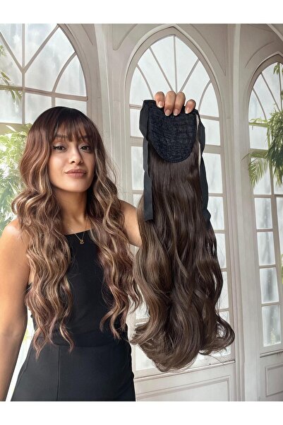 Suzan Peruk Bağcıklı At Kuyruğu Gerçek Saç Dokulu- Yandan dolamalı Takması ço...