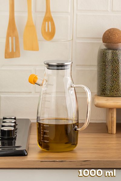 Porsima 2092 Metal Lid Vacuum Scale Borosilicate Glass Oil Pot Oil Pot Vinegar Pot 1000ml