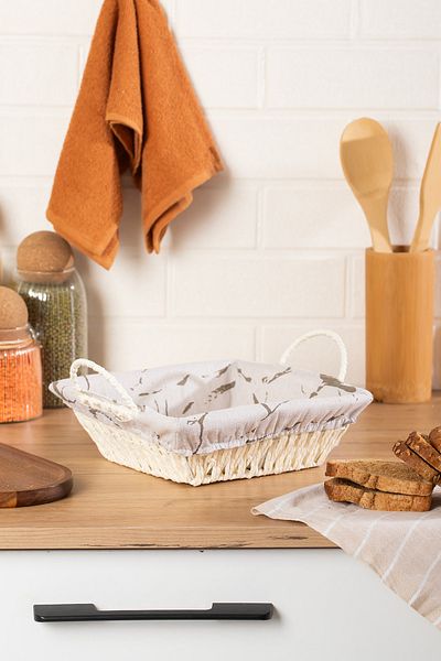 Porsima Mio-021 Wicker Look Square Bread Basket with Handles White 25,5cm