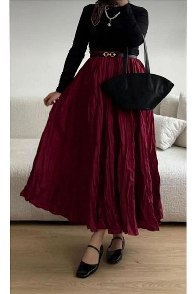 MODAM HİFA Γυναικεία ζαρωμένη φούστα Flared Skirt Hijab Φούστα