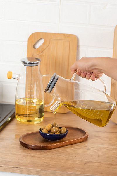 Porsima 2092 Metal Lid Vacuum Scale Borosilicate Glass Oil Pot Oil Pot Vinegar Pot 1000ml