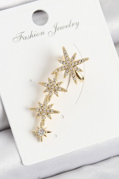 callerrons accessories أقراط من النحاس على شكل نجمة القطب باللون الذهبي - EBJ250802W36983