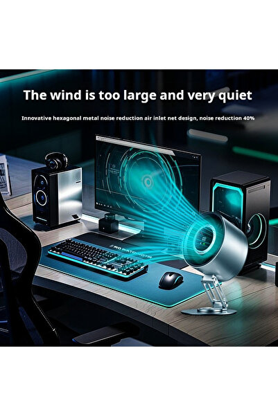 Generic USB Fan H6-V8 – Compact Metal Desk Fan with 4000mAh Rechargeable Battery with Adjustable Stand