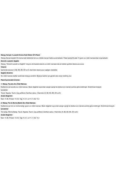 Wanpy Karışık 4 Lezzetli Krema Kedi Ödülü 50*14 gr