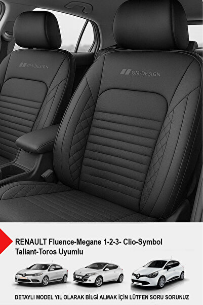GM-DESIGN غطاء مقعد سيارة من الجلد من سلسلة اسطنبول (RENAULT Fluence-Megan 1-2-3-Clio-Symbol-Tailant-Toros)