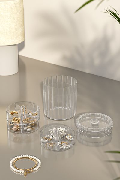 Pufwin Home 12 Compartments 3-Layer Transparent Jewelry Storage Box Anka Series