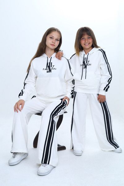 Asortik Kids Κοστούμι αθλητική φόρμα για κορίτσια με κουκούλα και τσέπη καγκουρό – Oversize Fit, 2 νήματα 100% βαμβάκι-308