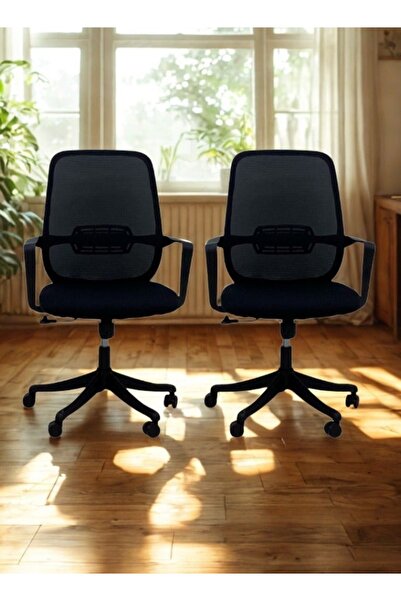 smart home طقم كرسي مكتب فاخر مكون من كرسيين، ارتفاع قابل للتعديل، كرسي شبكي دوار قابل للتعديل، 55×55×110 سم