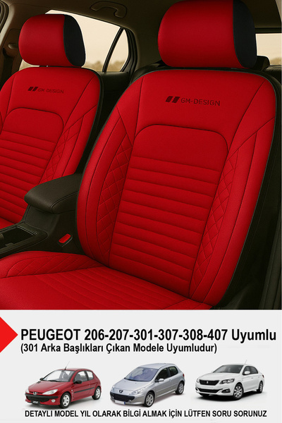 GM-DESIGN Istanbul Series Leather Car Seat Cover (Compatible with PEUGEOT 206-207-208-306-307-407)