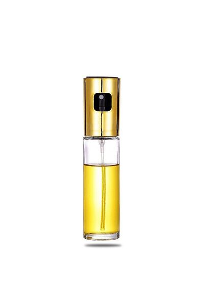 Flippy Pulverizator de ulei și oțet, sticlă, 100 ml, reîncărcabil, 18,3 x 4,3 cm, capac lucios, auriu