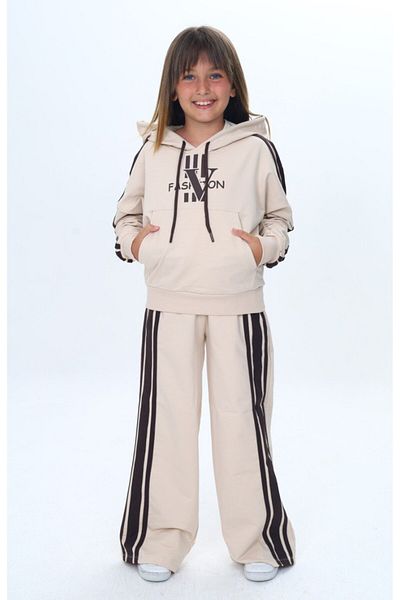 Jannock 100% Cotton 2 Thread Girls Tracksuit Set – Oversize, Hooded, Kangaroo Pocket-308
